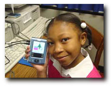 student showing her eBook